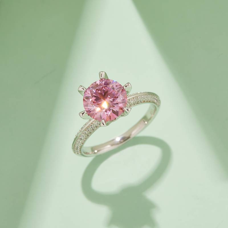 半壁江山S925银镀白金MoissaniteWomen's Ring3.0ctD级
